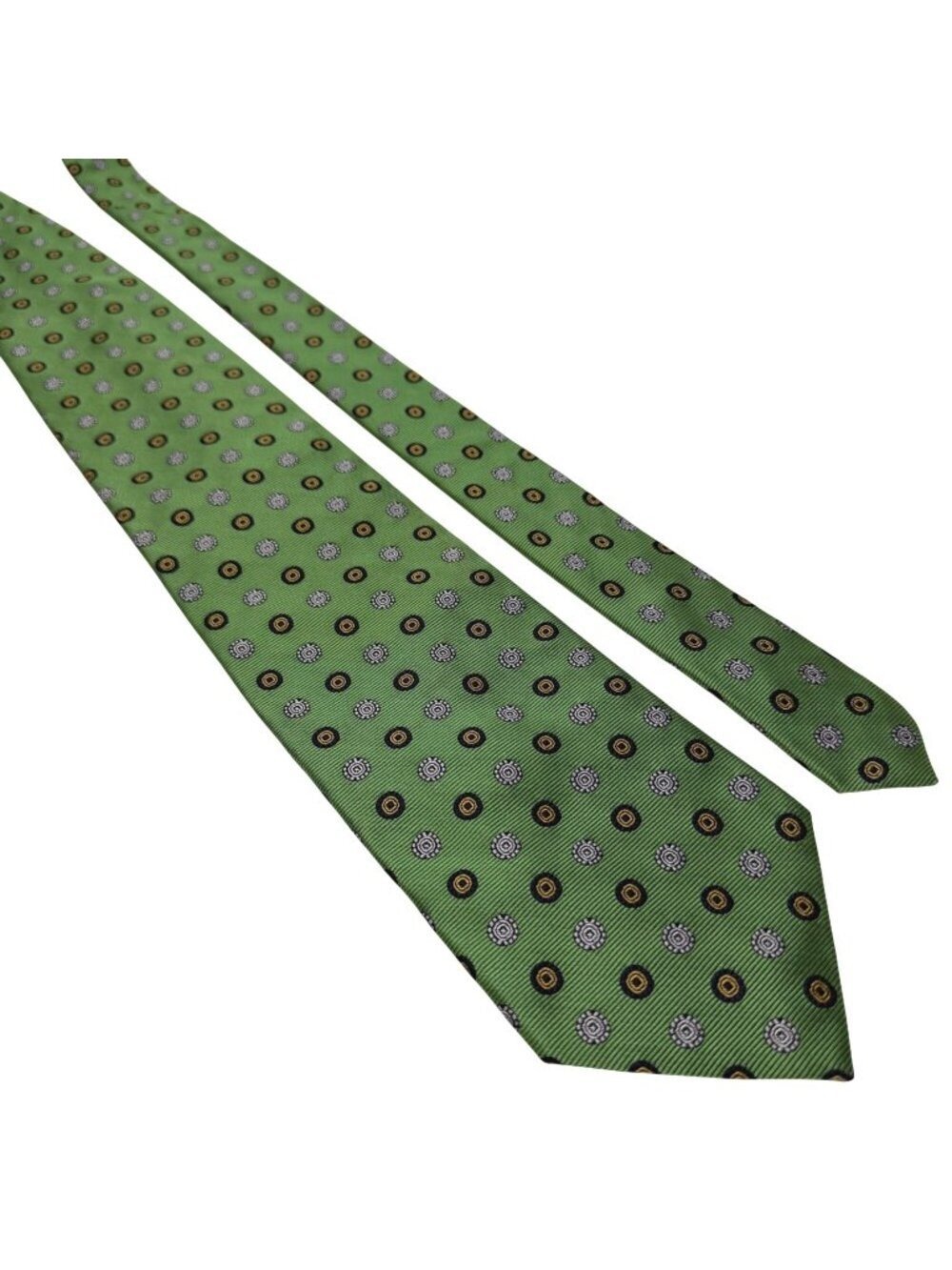 Oro Massimo Green Repp Silk Tie Italy Geometric Dot Classic Business Necktie